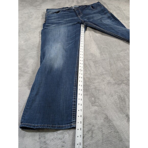 BKE Seth Straight Leg Jeans Mens 44x30 Blue Distressed Denim Buckle Casual - Picture 11 of 12